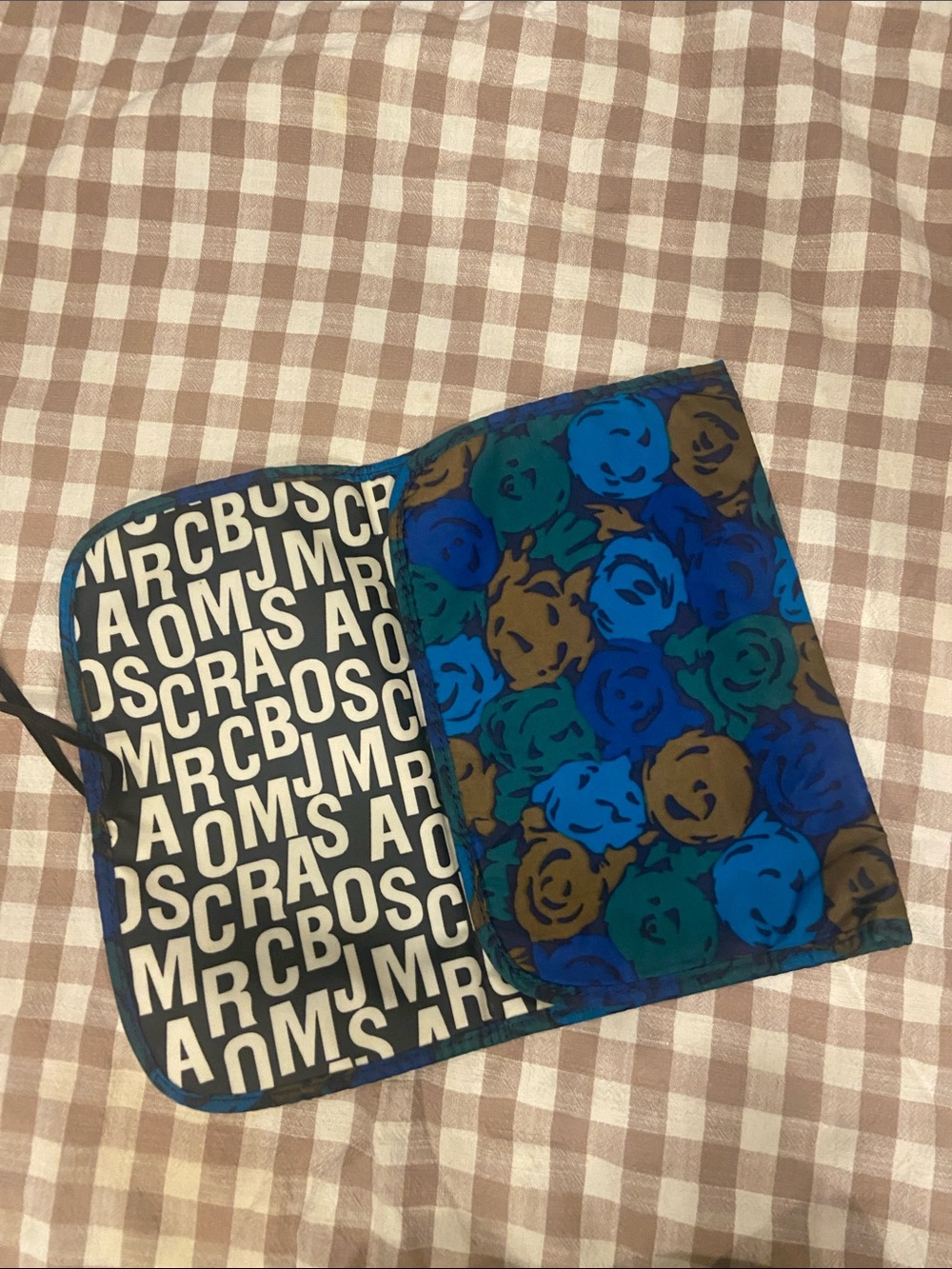 Marc by Marc Jacobs Foldable Baby Changing Mat- Blue Green Floral & Logo Print